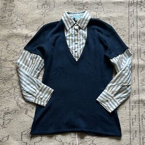 Zang Toi mixed media sweater vest and top